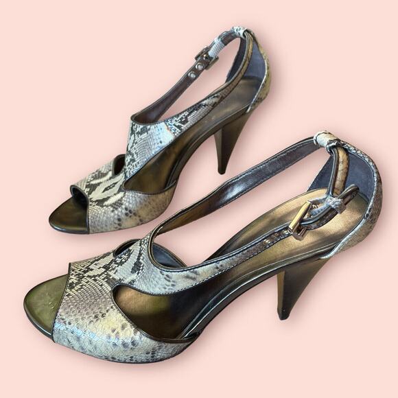 Ann Taylor Julia Python T-Strap Heels 8.5 Cream - Picture 1 of 13